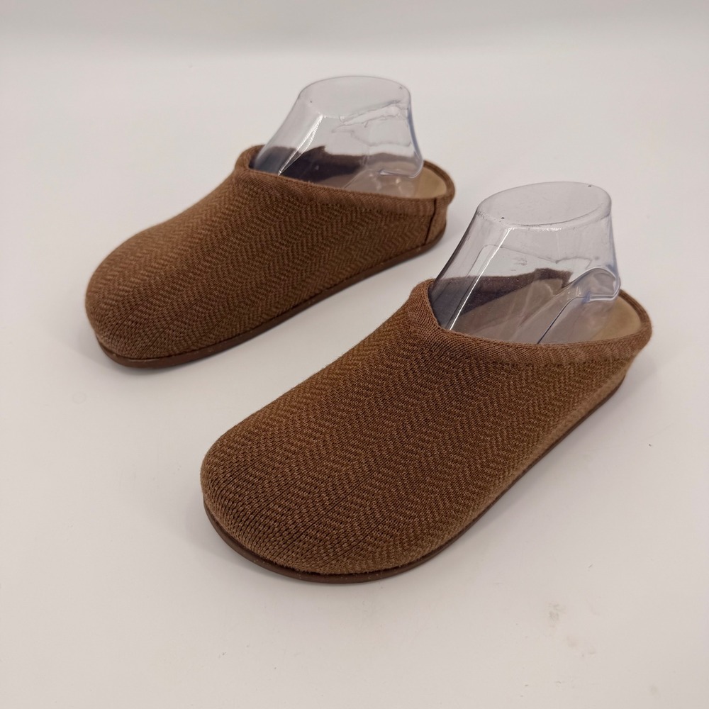 Rothys The Casual Clog Roasted Chestnut Brown Knit Slip On Mules Womens 8